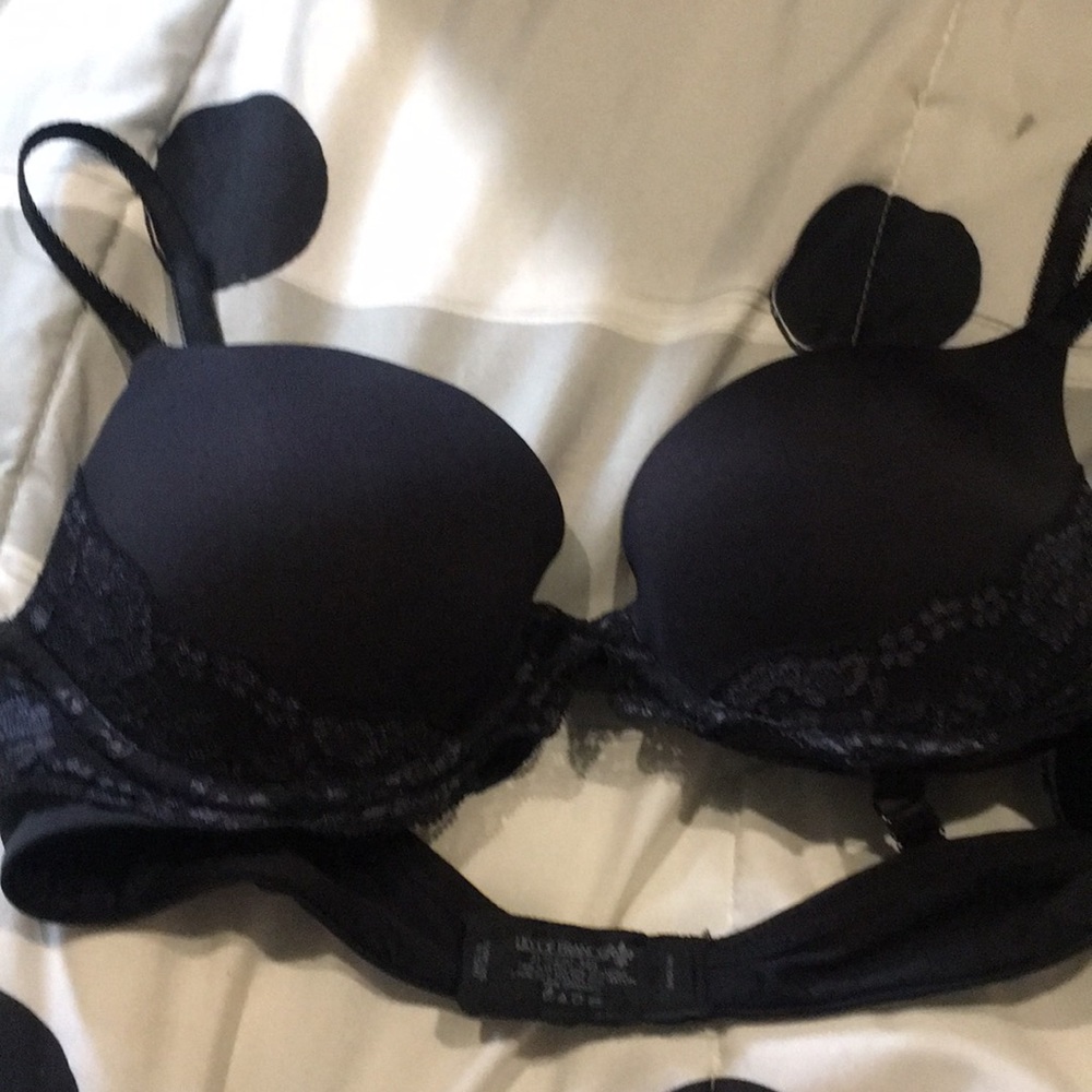 Lily Of France black lace covered bra